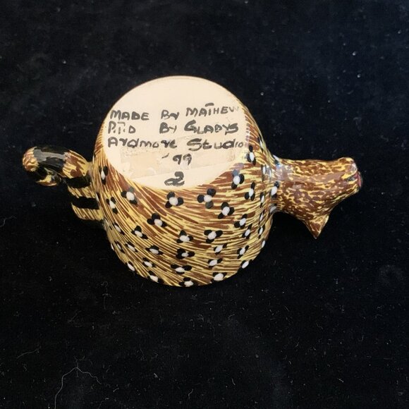 1999 Ardmore Studio Leopard Demitasse Cup South African Zulu Ceramic Pottery Vtg - Picture 11 of 12